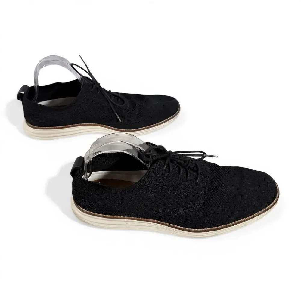 ⭐️Cole Haan Men's 11M Black Originalgrand Stitchlite Wingtip Textile Oxford